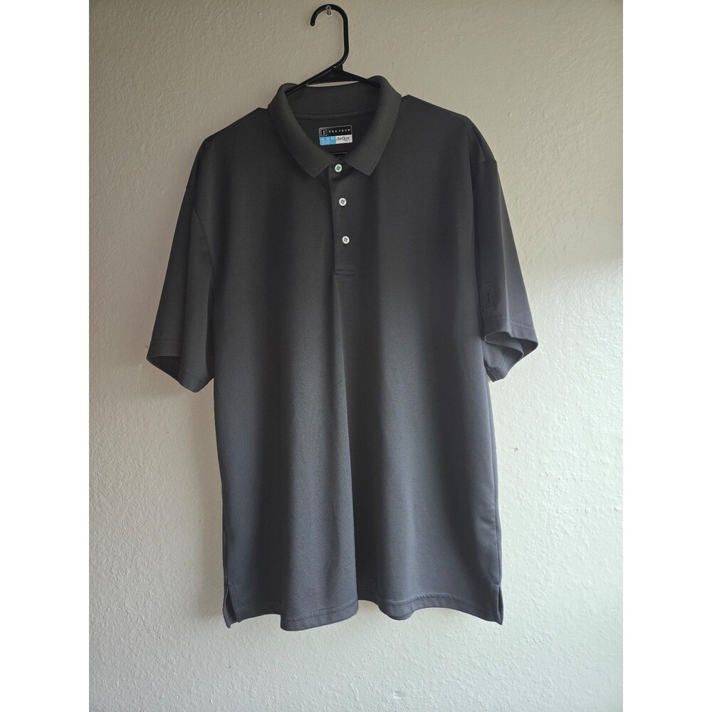 PGA Tour Airflux Polo Shirt Men's XL Gray Golf Performance Breathable Short Slee